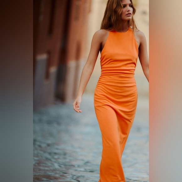 Zara Halter Dress - Orange - Medium - Picture 3 of 6
